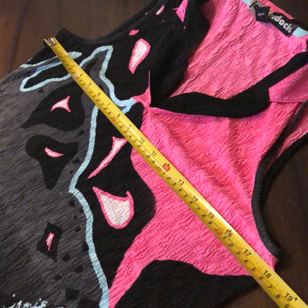 💓Jamie Sadock Abstract Coloful lightweight crinkle sleevelss logo signature top - Picture 13 of 13